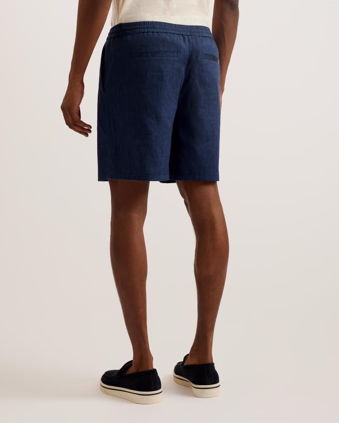 Short Ted Baker Linen Blend Elasticated Bleu Marine Homme | BBL-25616825